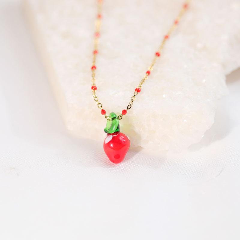 Color Dopamine Fruit Series Pendant Necklace Summer Niche Simple Versatile Do Not Fade