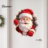 Realistic Santa Wall Paper 3D Christmas Claus Stickers, Self Adhesive PVC Decals with Breaking Removable Effect, Peel And Stick Art Decor for Bedroom