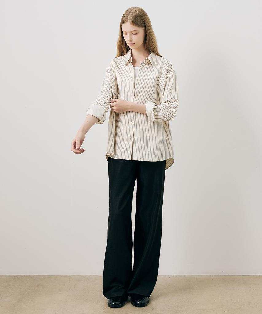 MIND BRIDGE WOMEN [W] Black Denim-Like Elastic Waist Slacks