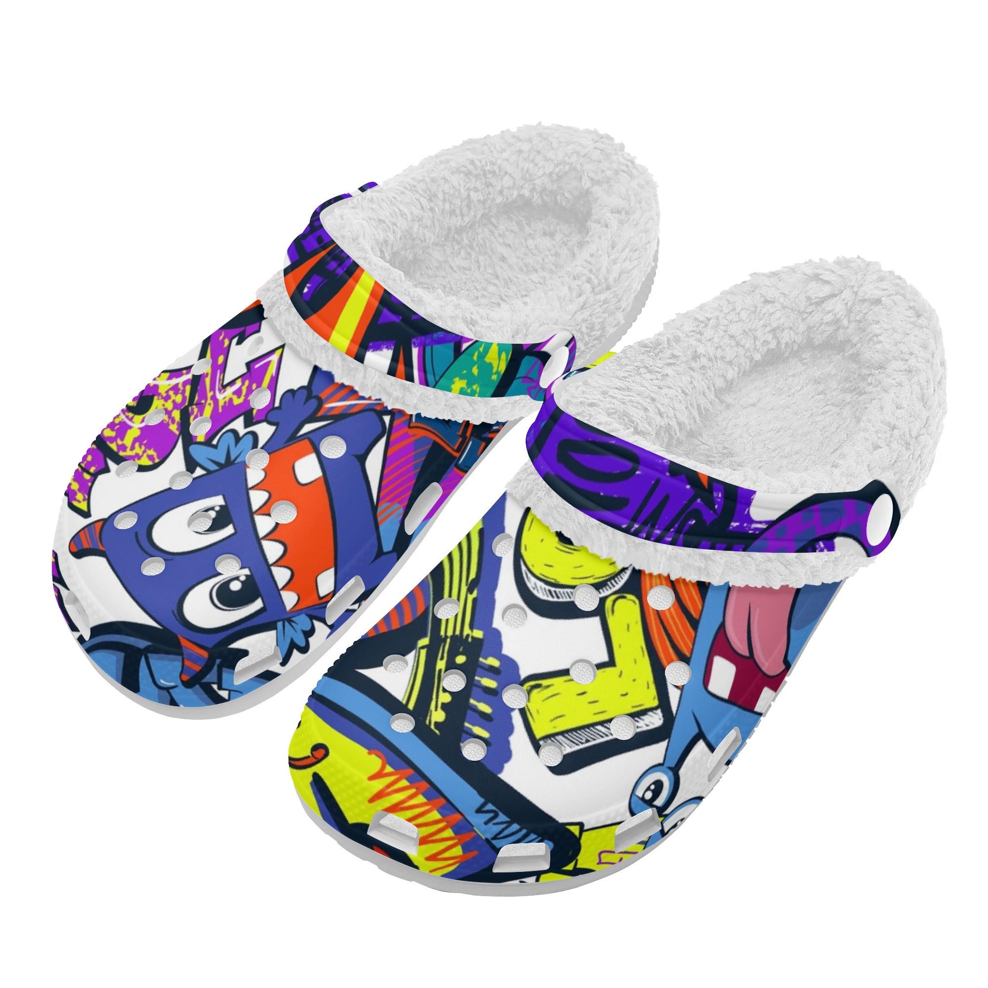 

1 Pair White EVA Clogs Warm Plush Lined Unisex Slip On Shoes Lightweight Anti Slip Comfortable Interior For Winter Daily Wear 48 білий