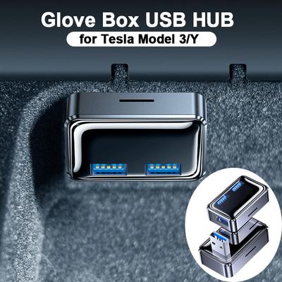 Para Tesla Model 3 Y Portas de Hub USB para Luvas Modelo 3 2023 2022 Porta-luvas Mini Cube Adaptador USB Estação de encaixe Acessórios internos