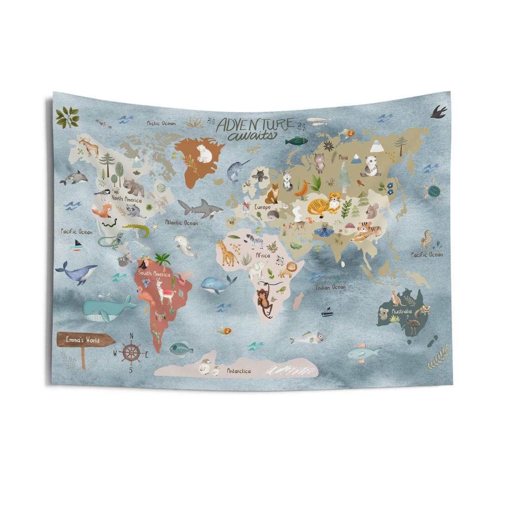 Arazzo Mappa del Mondo Decorazione Stanza Bambini Sala Giochi Arte Murale Decorazione Murale Arredamento Casa Decorazione Stanza Decorazione Murale Miglior Regalo