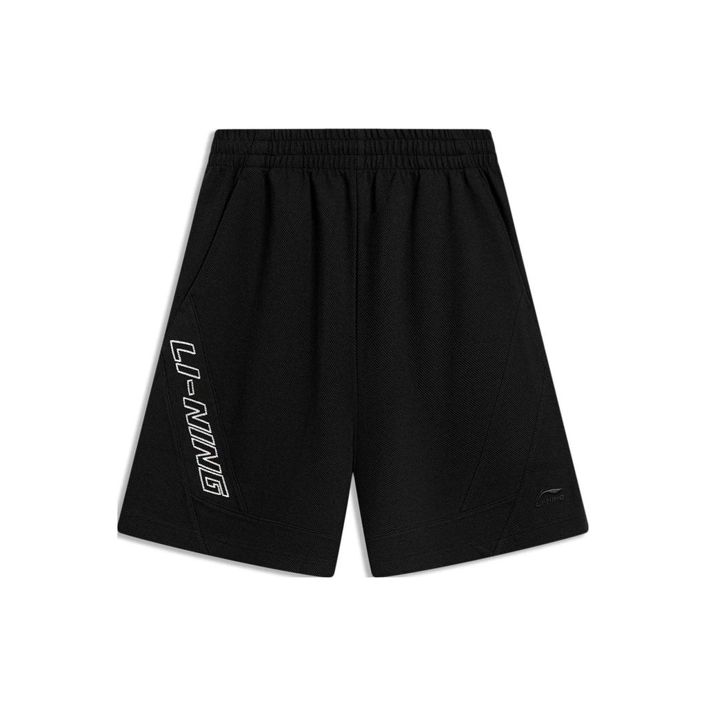LiNing Letter Print Loose Fit Sports Shorts Men Bottoms Black AKST435-1
