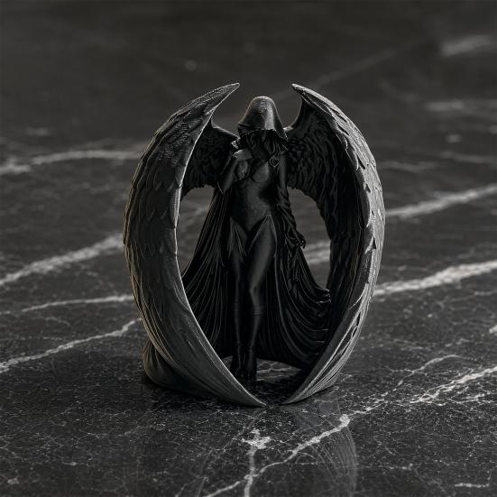 Figurka Ciemnej Bogini Drukowana 3D, Vintage Gotycka Kobieta ze Skrzydłami Statua, Dekoracja na Biurko do Domu Biura Salonu