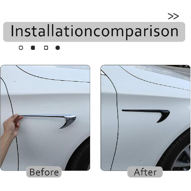 LLKUANG AMG Style Side Air Vent Fender Trim for Mercedes Benz C E GLC Class W205 W213 X253 (Glossy Black)