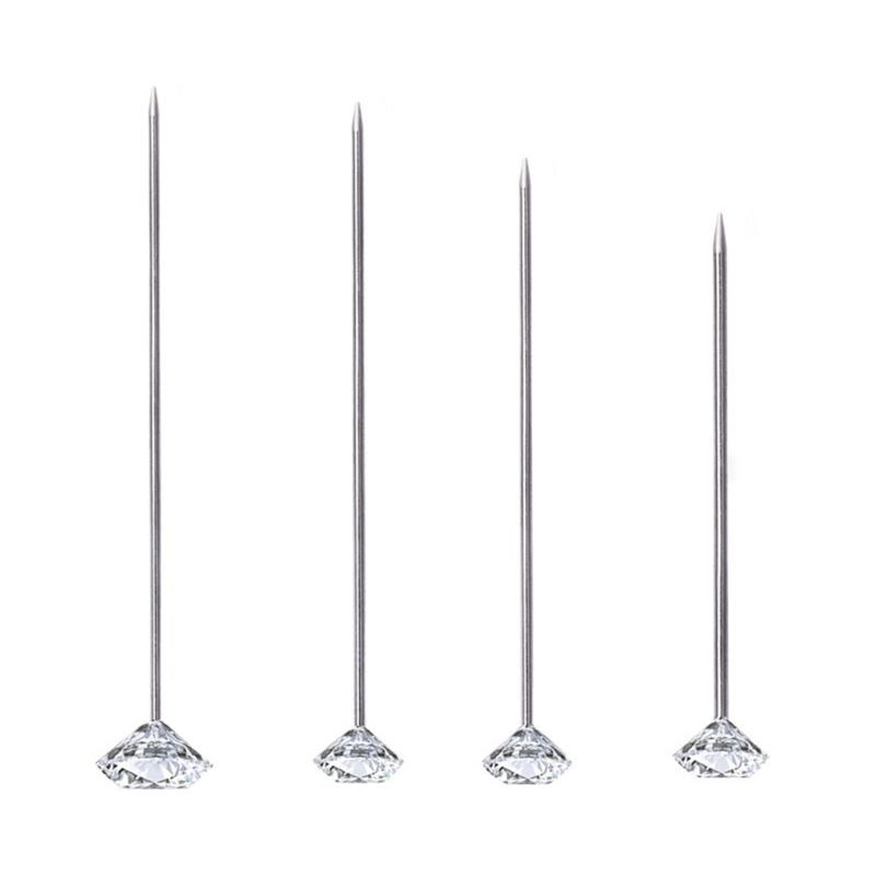 50/100/150/200Pcs Crystal Diamond Head Pins 1.5inch Diamond Head Straight Pins, Steel Bouquets Pins Corsages Flower Pins