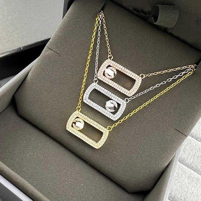 Elegant Women's Large Diamond Pendant Necklace: Light Luxury, Versatile, High-End Fashion.