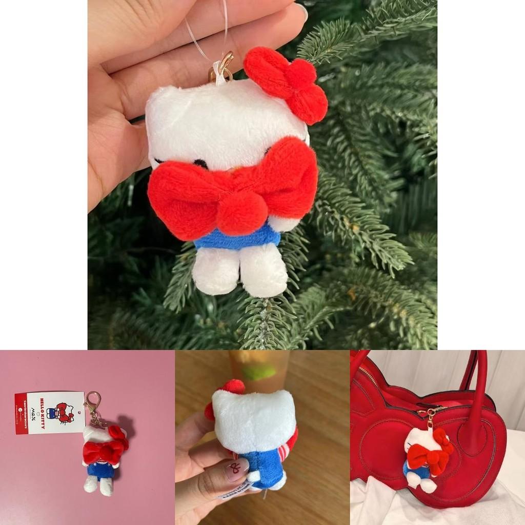 Charming Cute Kt Cat Plush Keychain With Face Covering Bowknot Design For Teens