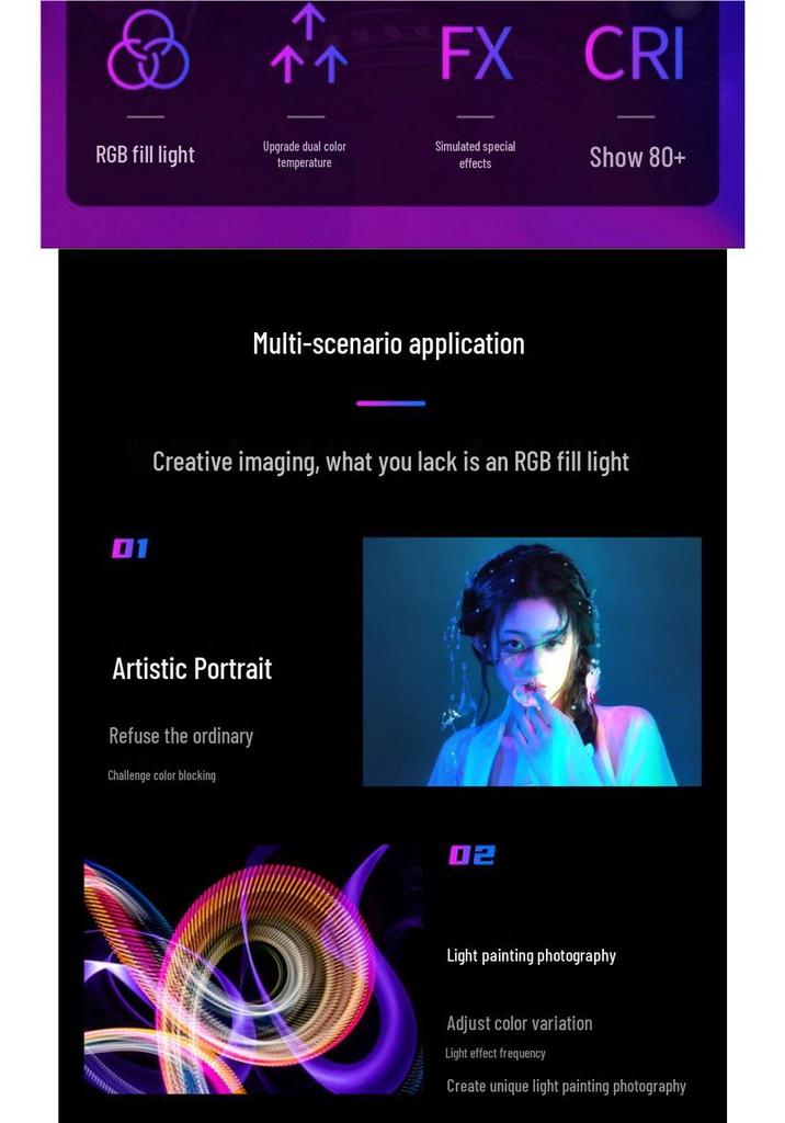 Yingkexi Mini RGB DSLR Camera Fill Light for Photography & Live Streaming