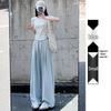 Women's Summer 2024 Ice Silk Wide-Leg Pants - White Textured Casual Petite Style