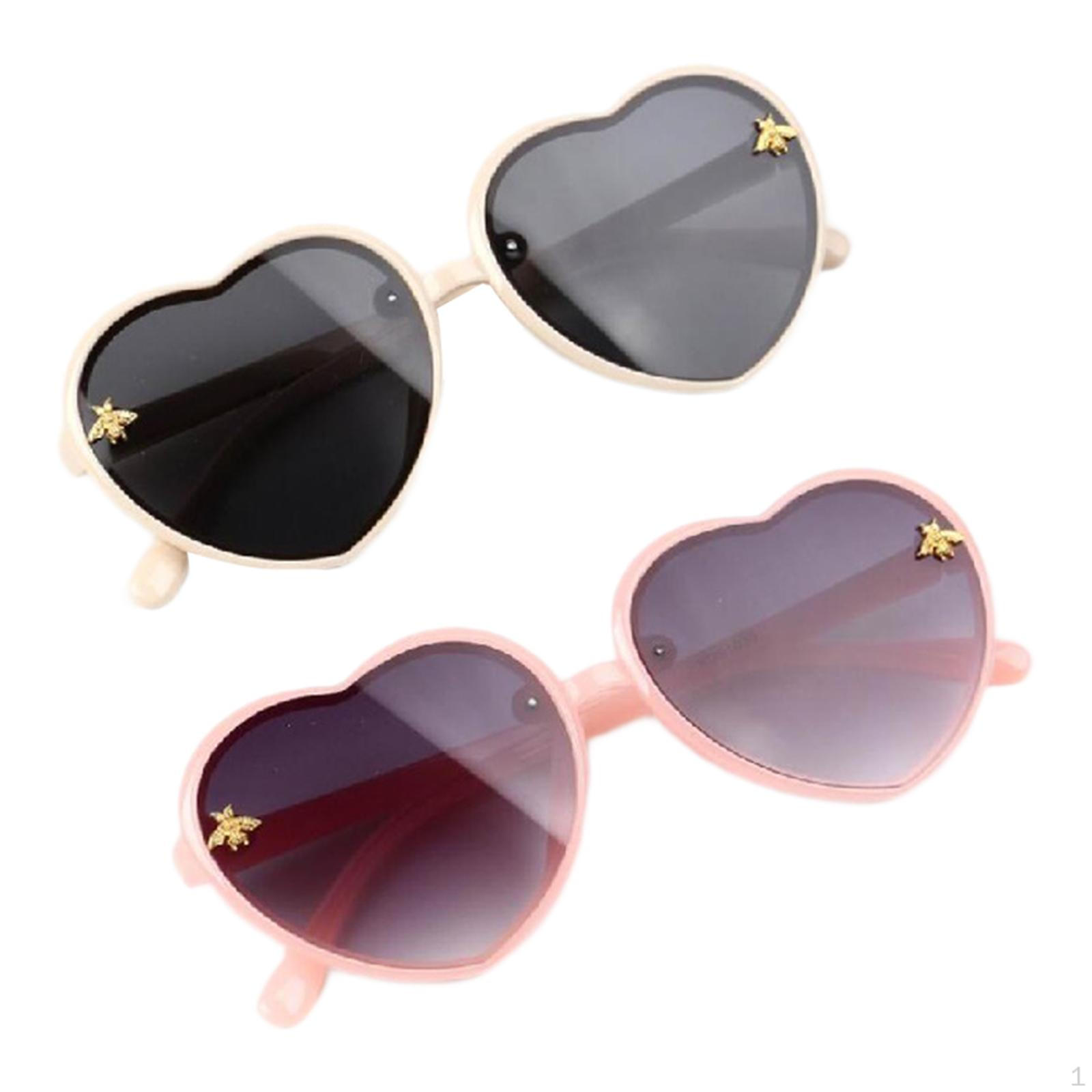 

2 шт. Детские солнцезащитные очки в форме сердца, солнцезащитные очки для вечеринок, легкие, стильные очки Bee Eyewear для White Pink Frame