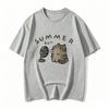 Fan Cat And Unisex Pure Tshirt Unisex American Street Creative Blow Summer Relaxed Short Sleeve Couple Wear Ins Top