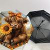 Autumn Plaid Bow Highland Cow Sunflower Outdoor Umbrella - Festival Gift for Fans, Travelers, Daily Use1125253a