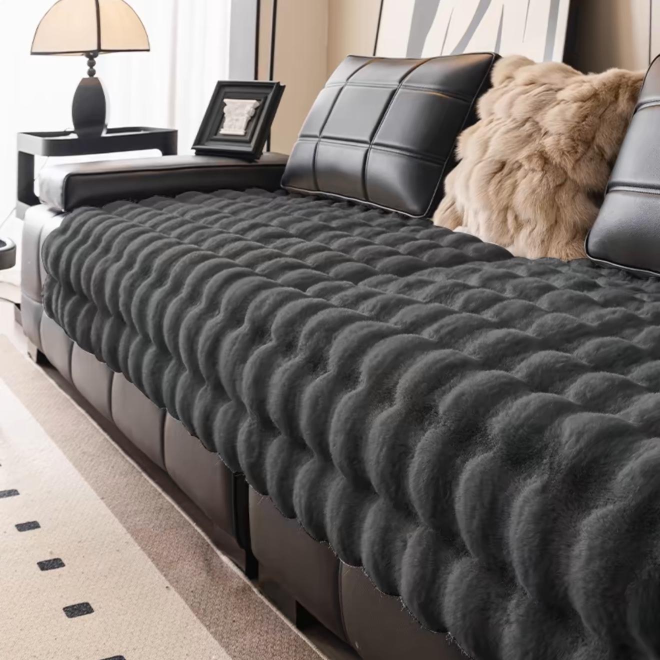 

Faux Rabbit Fur Bubble Warm Plush Sofa Cover for Winter Soft Immitation Fur Sofa Towel Universal Couch Seat Slipcover Decor 110*110cm