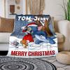 Tom and Jerry Christmas CardBlanket Flannel Throw Blanket for Sofa, Bed, Travel, Camping, Office