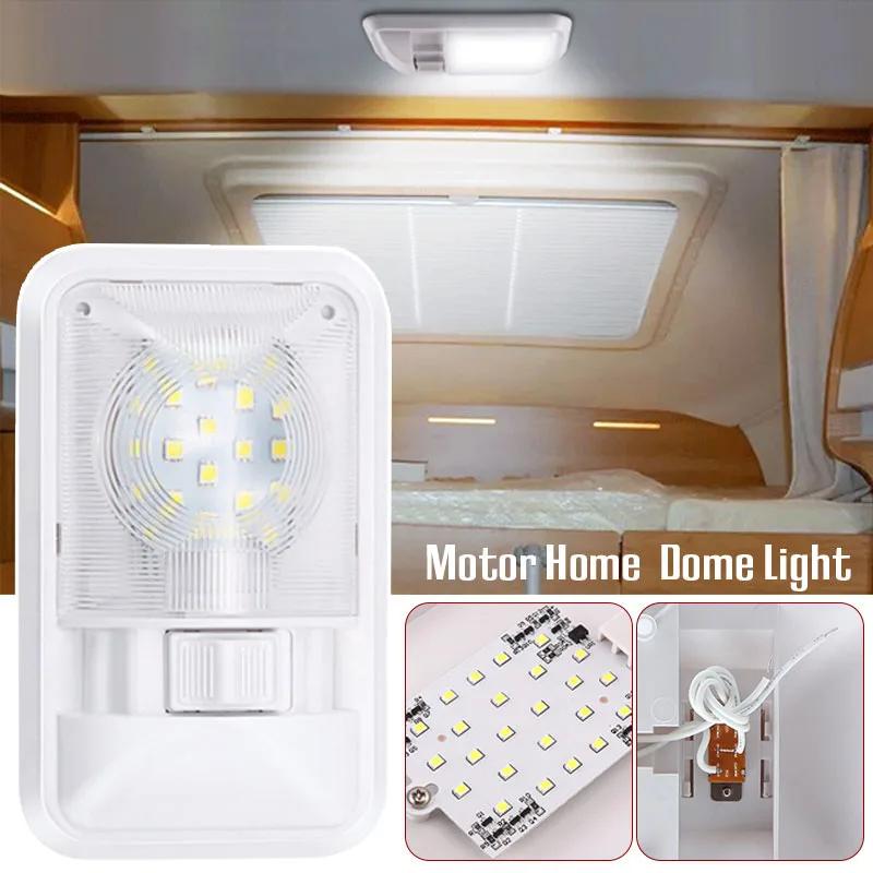 RV LED Ceiling Double Dome Light Fixture with ON/OFF Switch Interior Lighting for Car/RV/Trailer/Camper/Boat 12V Natural White