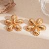 Vintage Gold Color Flower Starfish Geometric Stud Earrings for Women Exquisite Irregular Metal Leaf Earrings Aesthetic Zircon