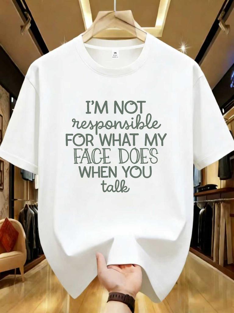 Wzm1041144english Letter Printed Plus Size Unisexs Round Neck Summer Casual Short Sleeved Street Fashion Versatile Tshirt