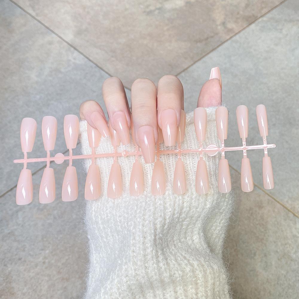 

24 шт./компл. DIY быстрые ногти, однотонные глянцевые длинные балетные накладные ногти, разноцветные полоски, готовая одежда, дизайн ногтей