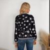 Women's Jacket Autumn Sequin Decorated Stars Silver Embellished Zip Jacket