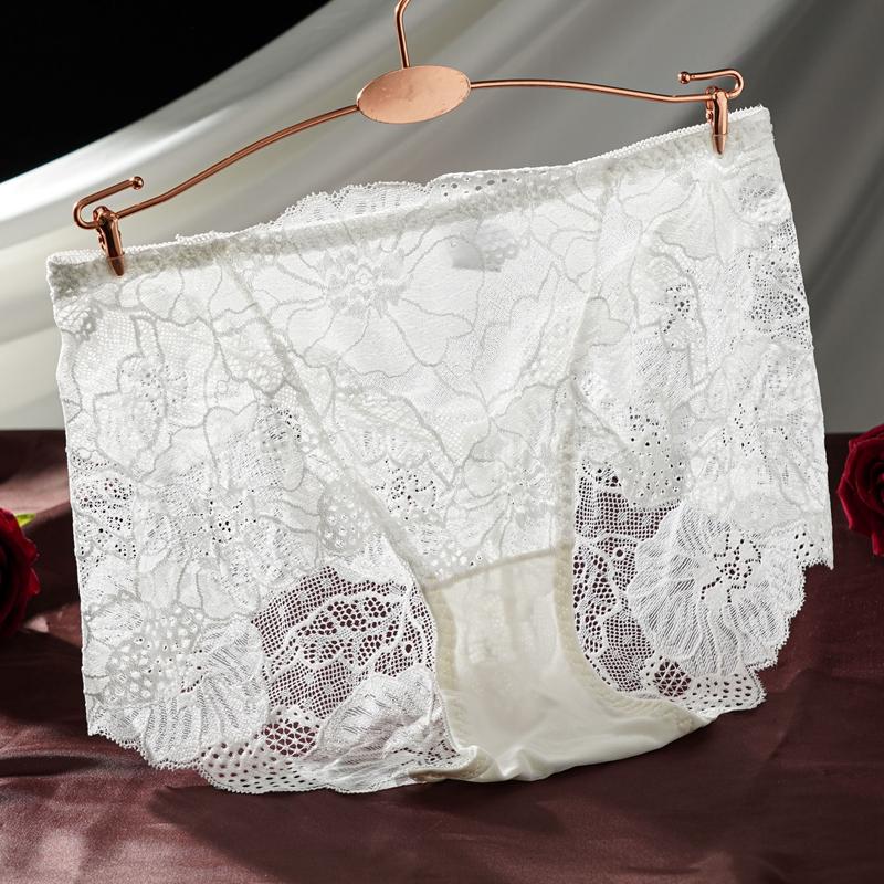 L-2XL Damen High Waist Sexy Spitzen-Slips Hollow Weiche Unterwäsche Atmungsaktiv Übergröße Damen Lingerie