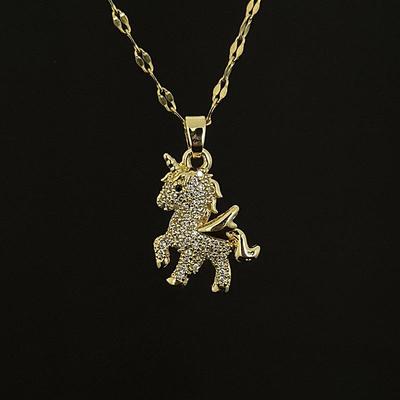 Women's Stainless Steel Micro-set Unicorn Necklace