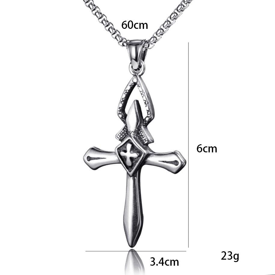 European and American Trendy Men's Simple Necklace Titanium Steel Alloy Military Brand Cross
