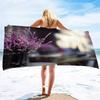 Lavender Beach Towel Purple Flower Bath Towel Bathroom Sport Bar Towel for Adult Kids Microfiber Shower Quick Dry Swimming Cover