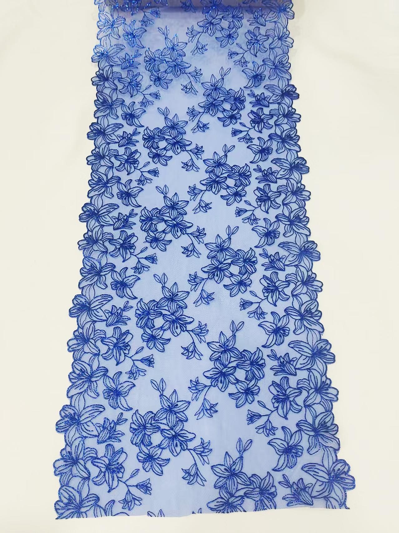 Factory Embroidery Lace Tulle Fabric with Decoration Shiny Thread Fabric From China