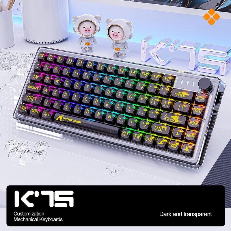 Transparent Mechanical Keyboard Customized Wired RGB Hot Pluggable Glass Axis Gaming Esports Keyboard High Penetration Key Cap