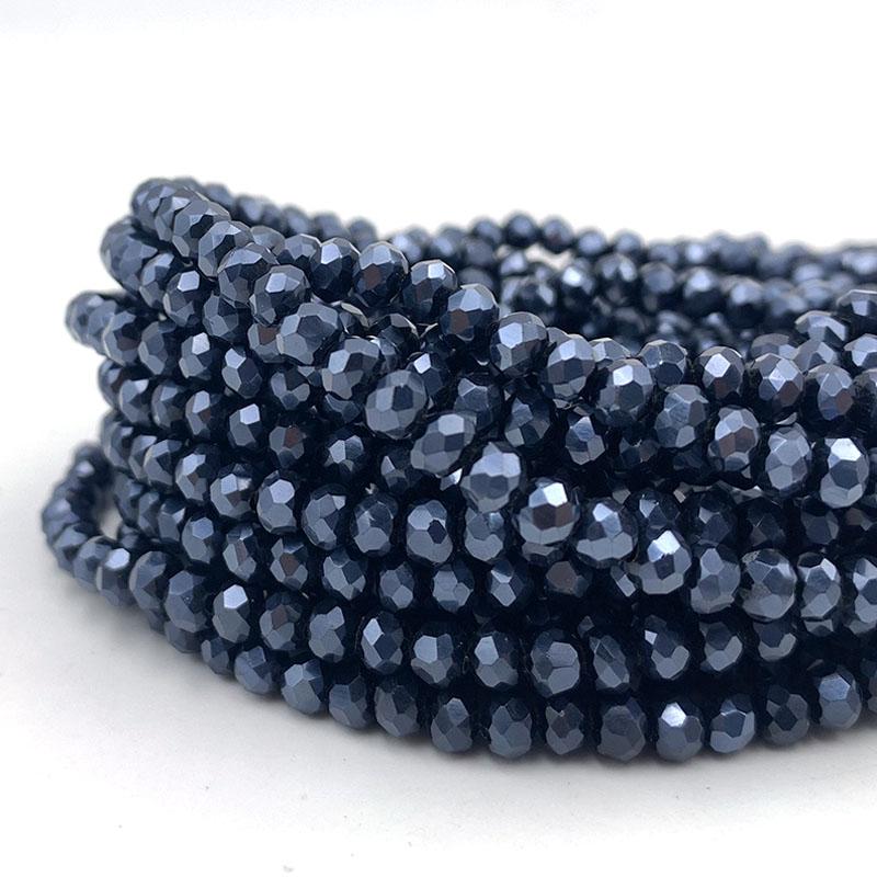 Crystal Beads 2 3 4 6 8mm Rondelle Loose Spacer Blue Glass Beads for Jewelry Making Bracelets Supplies Necklace DIY Accessories