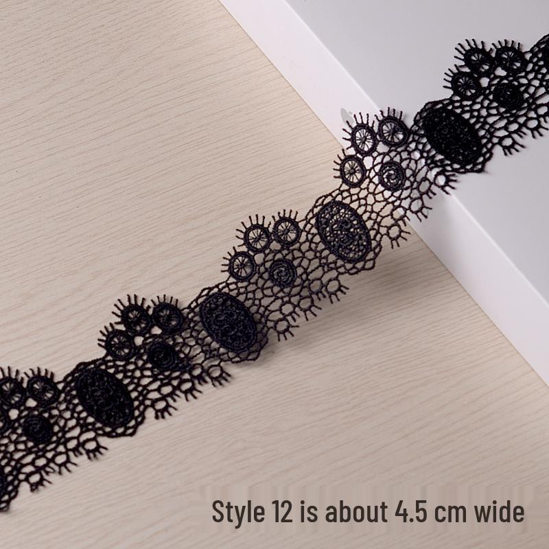 Handmade Black Lace Trim for DIY Jewelry & Clothing, Doll Clothes, Shoe Decoration, Fabric Flowers