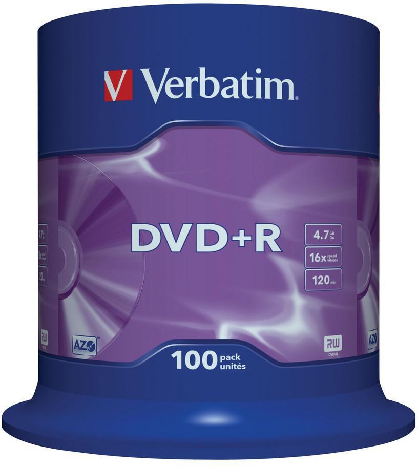 Verbatim AZO DVD+R Blank Discs, 100 Pack