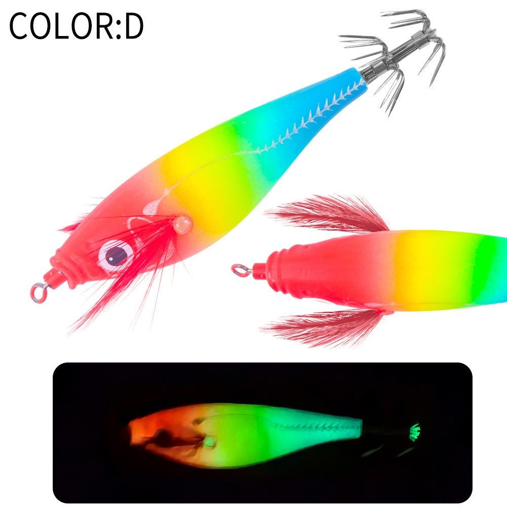 Shrimp 80mm 7g Squid Jig with Sound Beads Horizontal Artificial Calamar Wood Shrimp Webfoot Slow Sinking Lure Sea Fishing