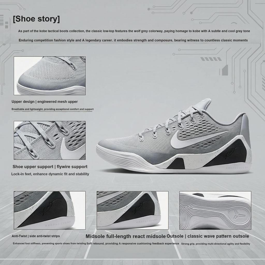 Nike Kobe 9 EM Protro TB Grigio Lupo Sneakers Unisex Bianche IH1401-001