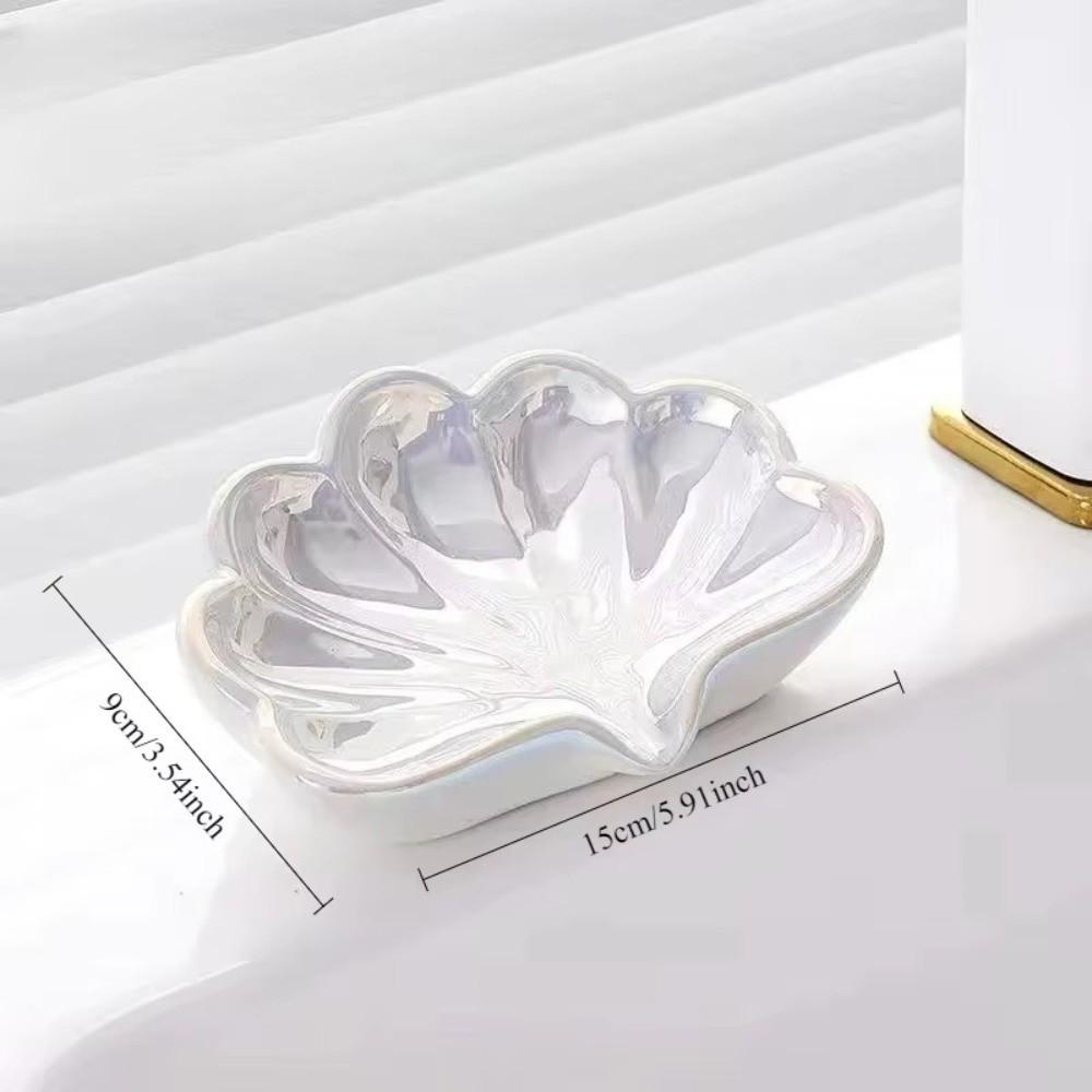 Creative Shell Shaped Soap Dish Box Portable Waterproof Soap Holder Ceramic Drain Rack Home Bathroom Accessories