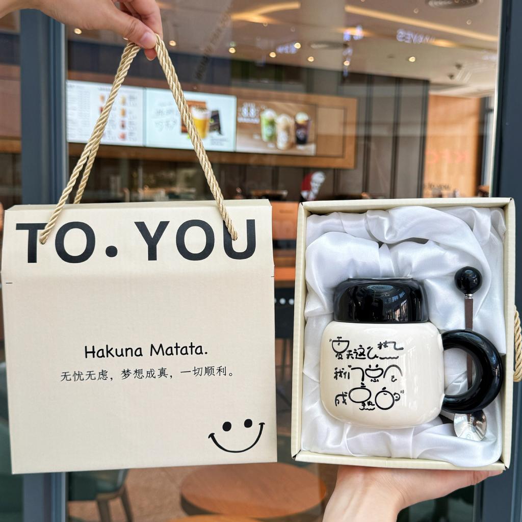 Simple Cup Girls New Mug with Lid High Value Ceramic Drinking Water Coffee Cup Home Office