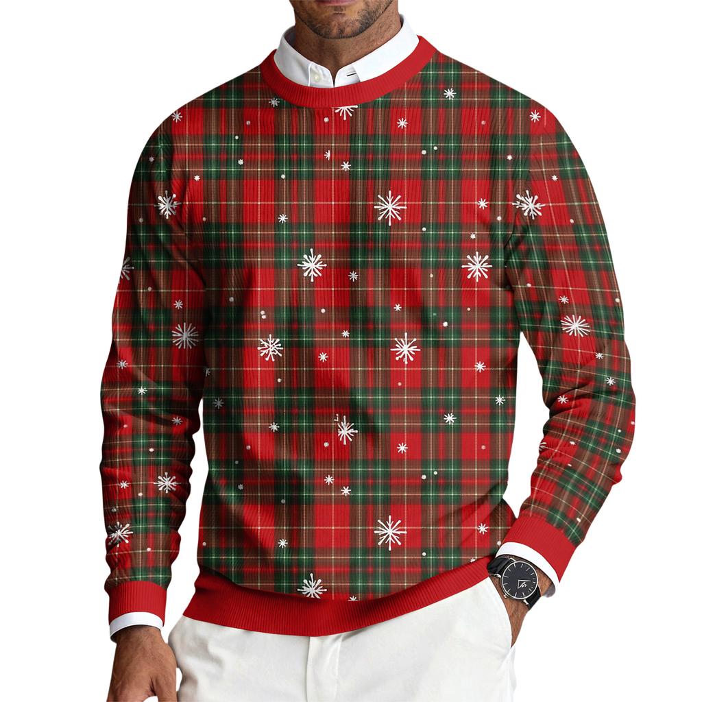 Men's Round Neck Long Sleeve Ribbed Knit Pullover