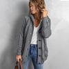 European American Winter Women's Solid Knit Cardigan: Casual Versatile Single-Breasted Multi-Button Warm Jacket