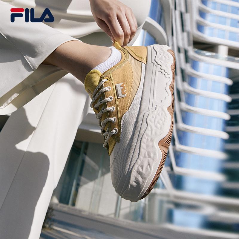 Fila Rock Thick Sole Versatile Durable Low Top Canvas Shoes Women sneaker Golden-Apricot-Yellow F12W421301FGJ