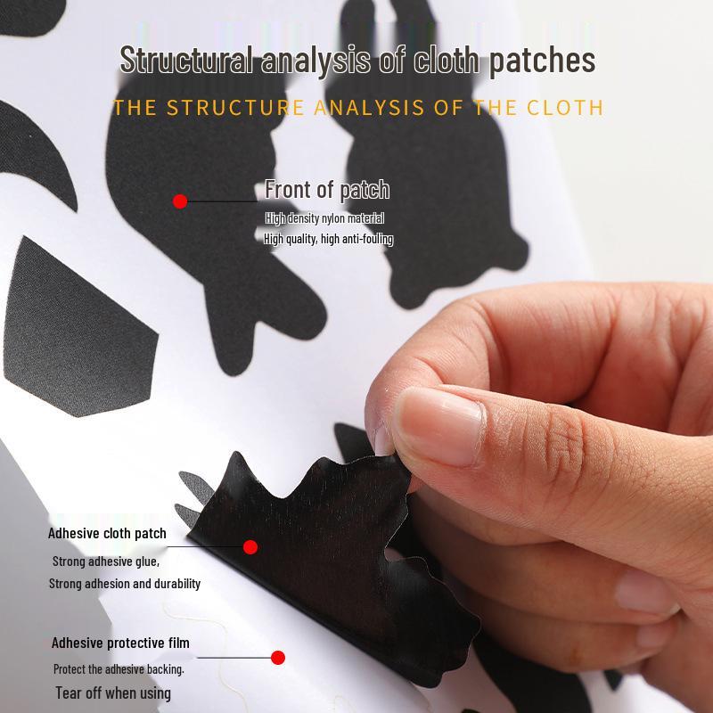 Černá samolepicí omyvatelná záplata pro bezešvé opravy péřových bund