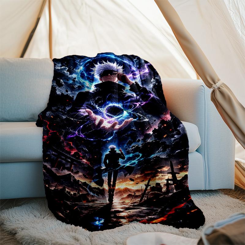1pc Gojo Satoru (2) Theme Blanket - Digital Print, Polyester, Cozy for All Seasons, Perfect for Outdoor, and Travel