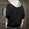 Men Hoodie Contrast Colors Drawstring Casual Long Sleeve Thick Loose Autumn Hoodie for Daily Wear