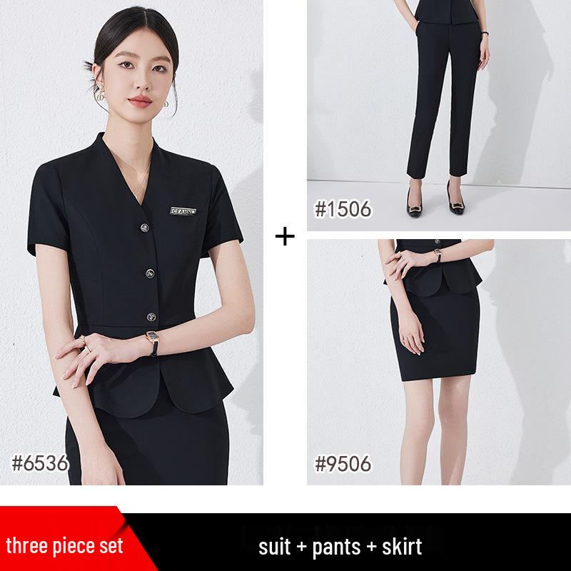 Women's Professional Workwear Set: Short-Sleeve Receptionist Manager Suit 2025