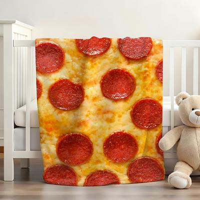 1pc Delicious Pizza Pattern Blanket Soft and Skin Friendly For Couch Bed Napping Bedspread All Seasons Comforter
