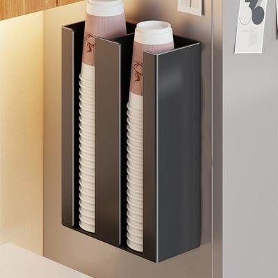 Iron Magnetic Disposable Cup Holder Wall Mounted Large Capacity Cup Storage Rack Space Saving Paper Cup Organizer Coffee Shop