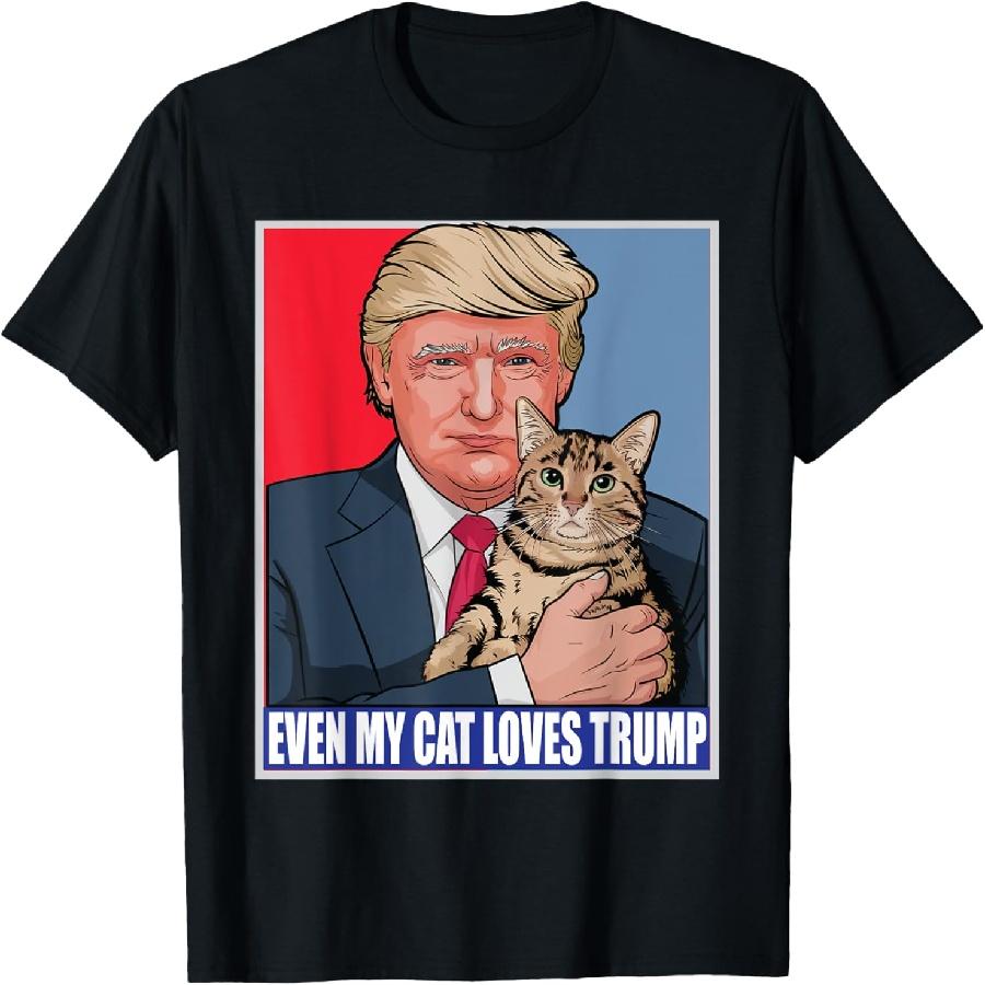 Даже моя кошка любит Трампа, Портрет кошки Трампа Поп-арт Мужская Женская Футболка S