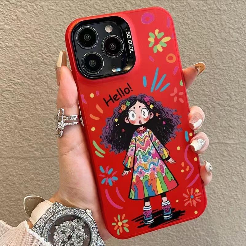 The New Curly-haired Girl Is Suitable for Iphone17 Mobile Phone Case Apple 15promax/14 Anti-drop 13pro16 Girl