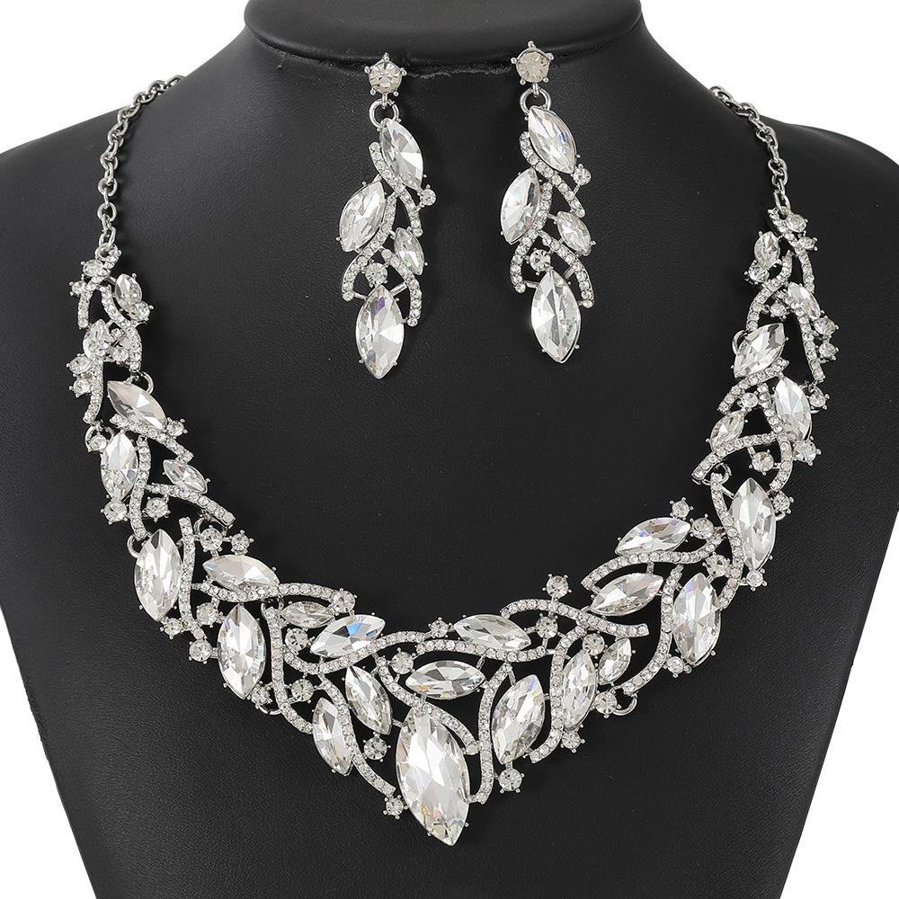 Luxe Kristal Edelsteen Sieradenset: Ketting & Oorbellen voor Bruiden en Speciale Gelegenheden