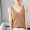 Women's V-Neck Wool Knit Vest: Autumn/Winter Solid Color Sleeveless Camisole for Commuting.